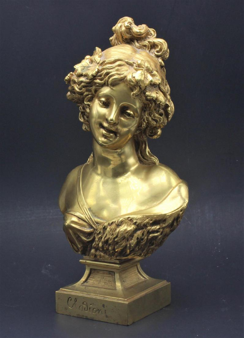Signed Clodion Gilt French Bronze Bust of a Woman (1 of 6)