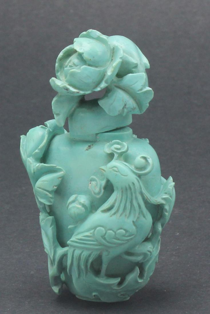 Antique Chinese Turquoise Hard Stone Snuff Bottle (1 of 2)