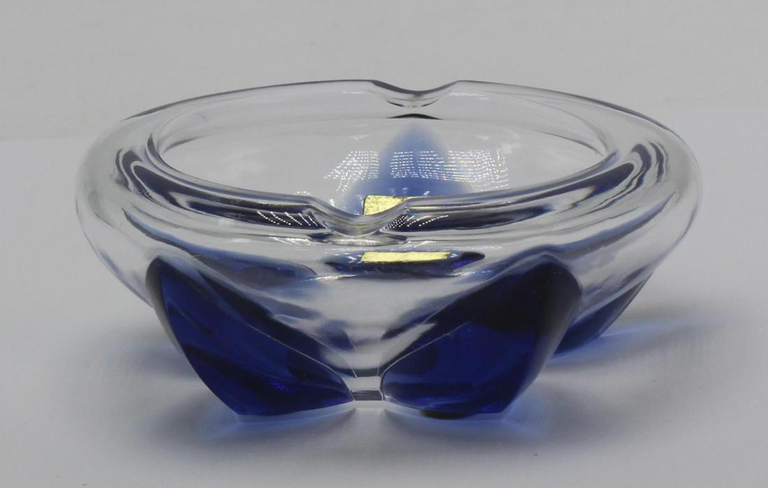 Lalique France Crystal Blue and Clear Glass Ashtray (1 of 3)