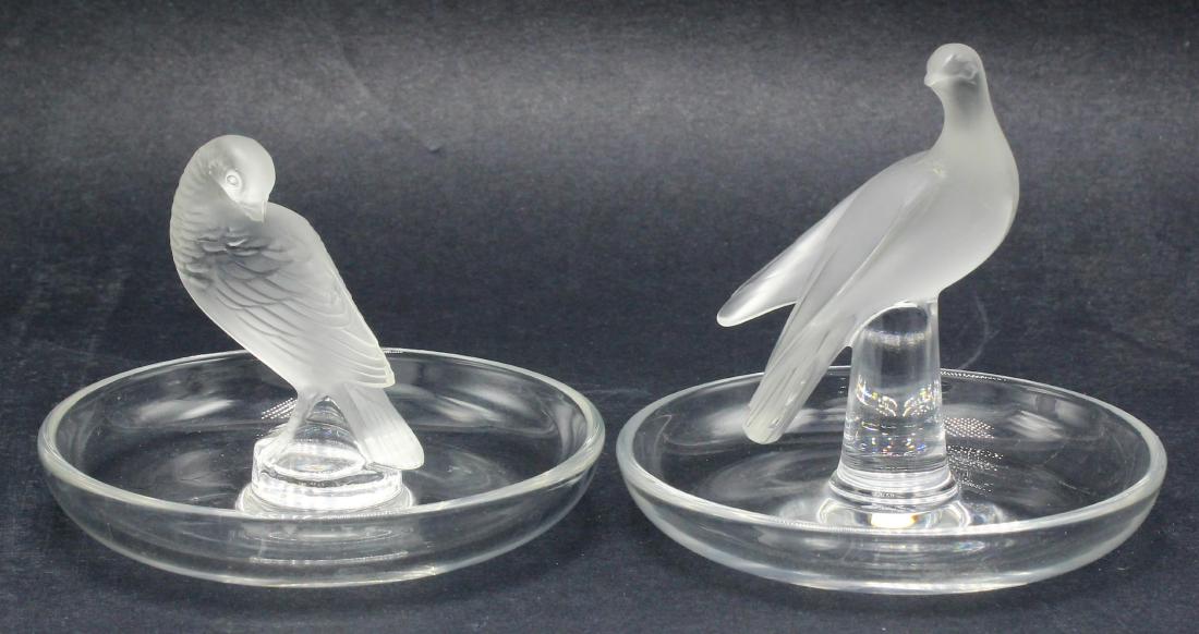 2 pcs Lalique France Crystal Pin Tray Birds Figures (1 of 2)