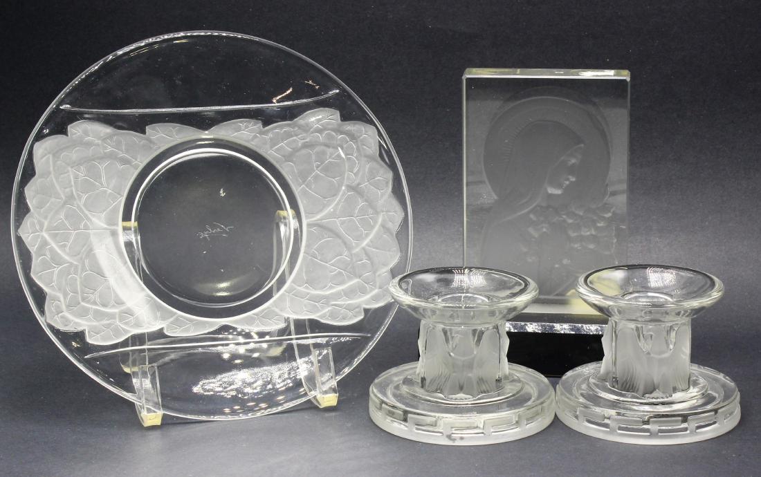 Verlys Art Glass 4 pcs Signed Leaves Plate Pair (1 of 1)