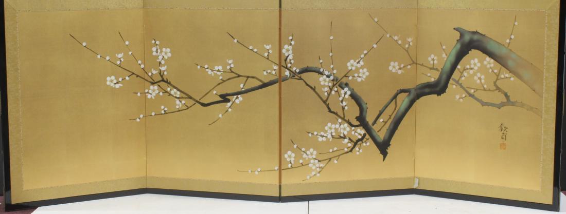 Japanese Hand Painted Folding Screen Cherry Blossoms (1 of 5)