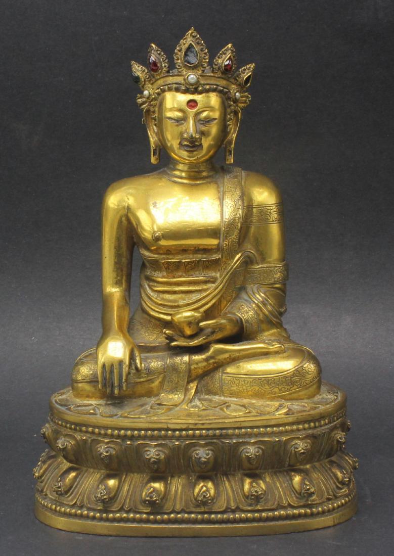 Rare Antique Malla Kingdom Nepal Gilt Buddha with (1 of 7)
