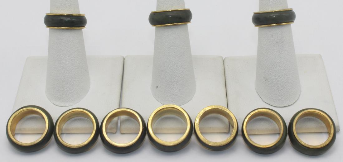 Chinese Jade 10 Wedding Rings Approx Size 5 - see: Chinese Jade 10 Wedding Rings Approx Size 5 - see picture showing measurement