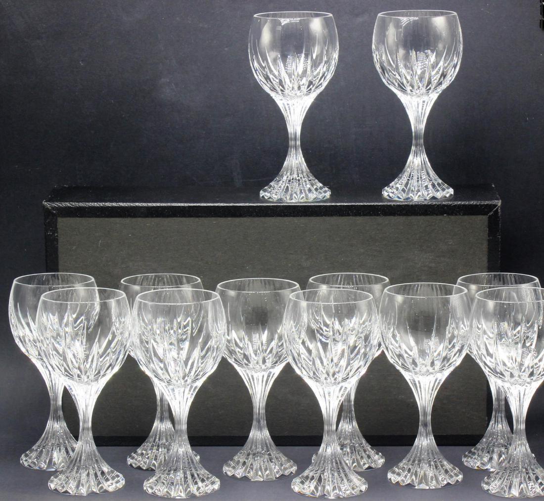 12 Baccarat french crystal massena wine glasses: 12 Baccarat french crystal massena wine glasses. Measures 6 1/4"H