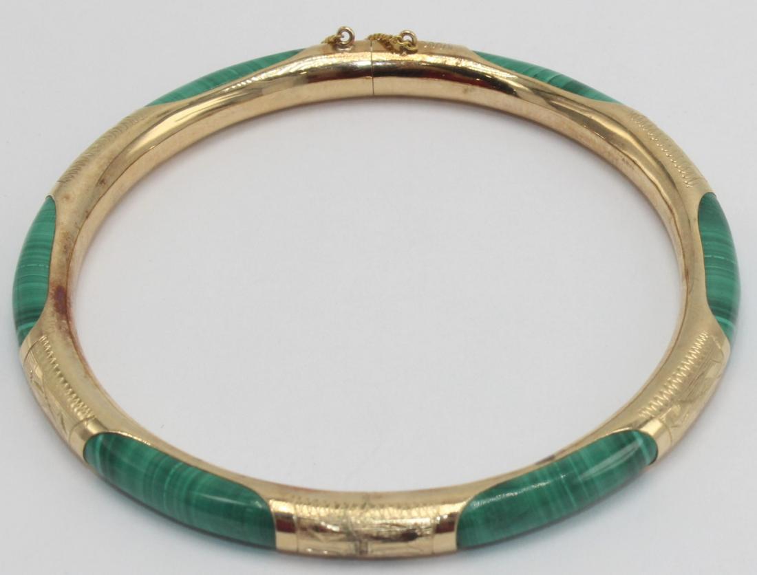 14K YG Malachite bangle bracelet (1 of 5)