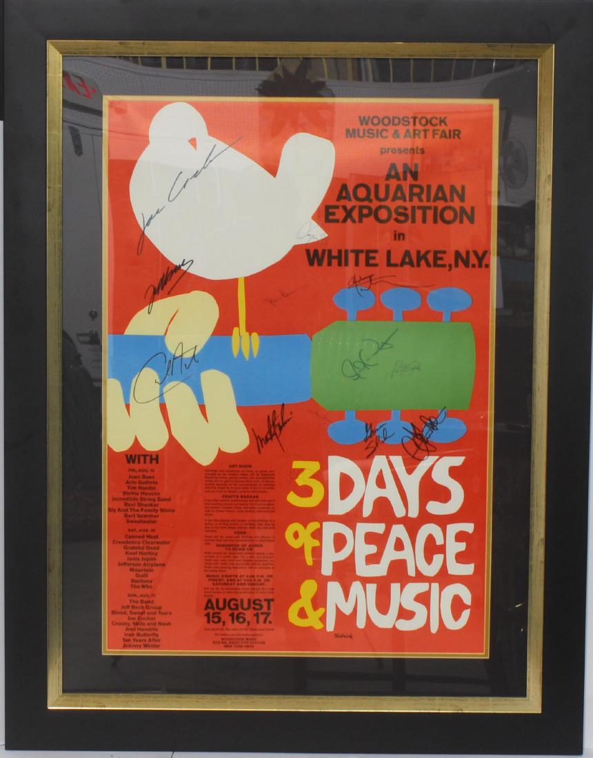 Woodstock Original 1969 Poster with COA Signed by 13