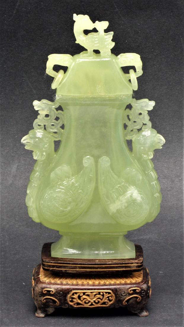Chinese Jade carved serpentine covered urn vase (1 of 7)