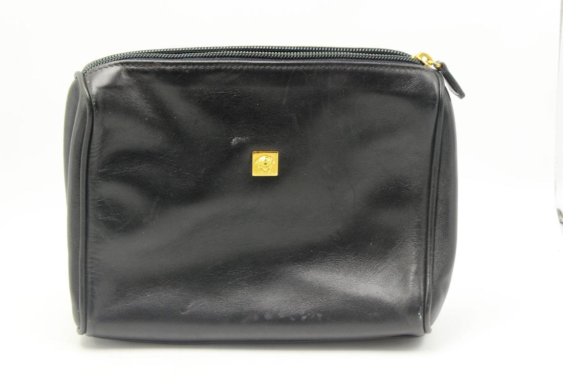 Versace black leather travel make up bag (1 of 7)
