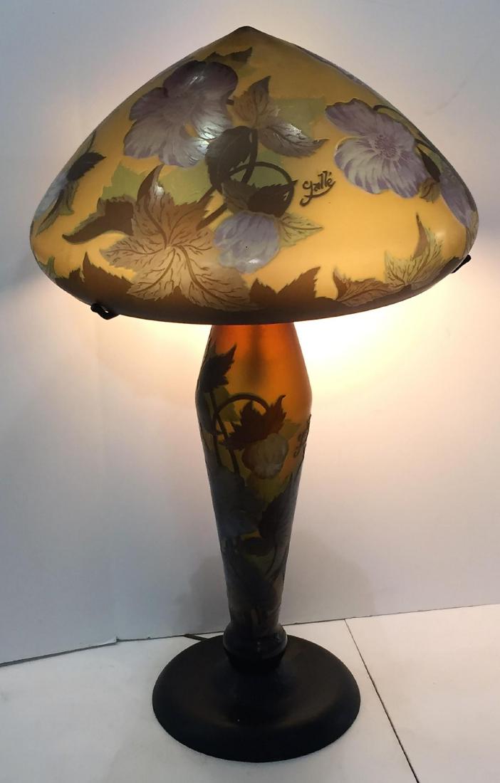 Galle style cameo art glass flower design table lamp (1 of 9)