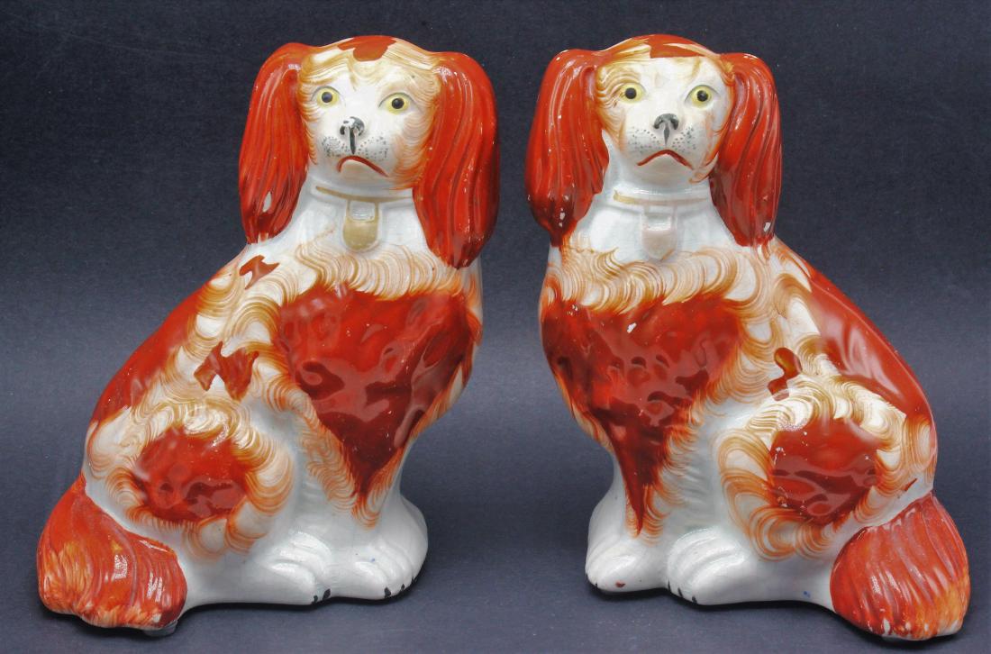 Pair of Stafforshire english porcelain dog figures (1 of 5)