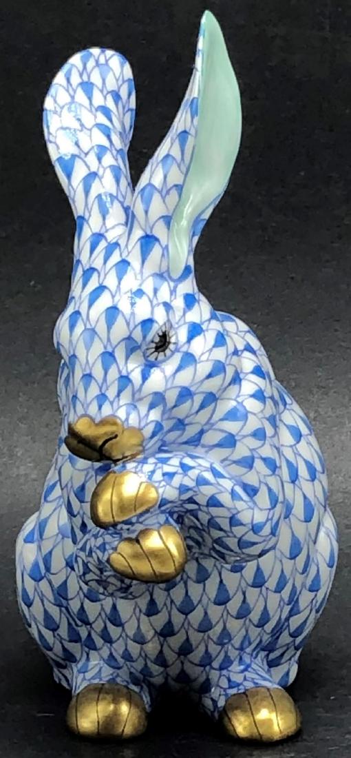 Herend Hand Painted Blue Fishnet Rabbit Figurine (1 of 2)