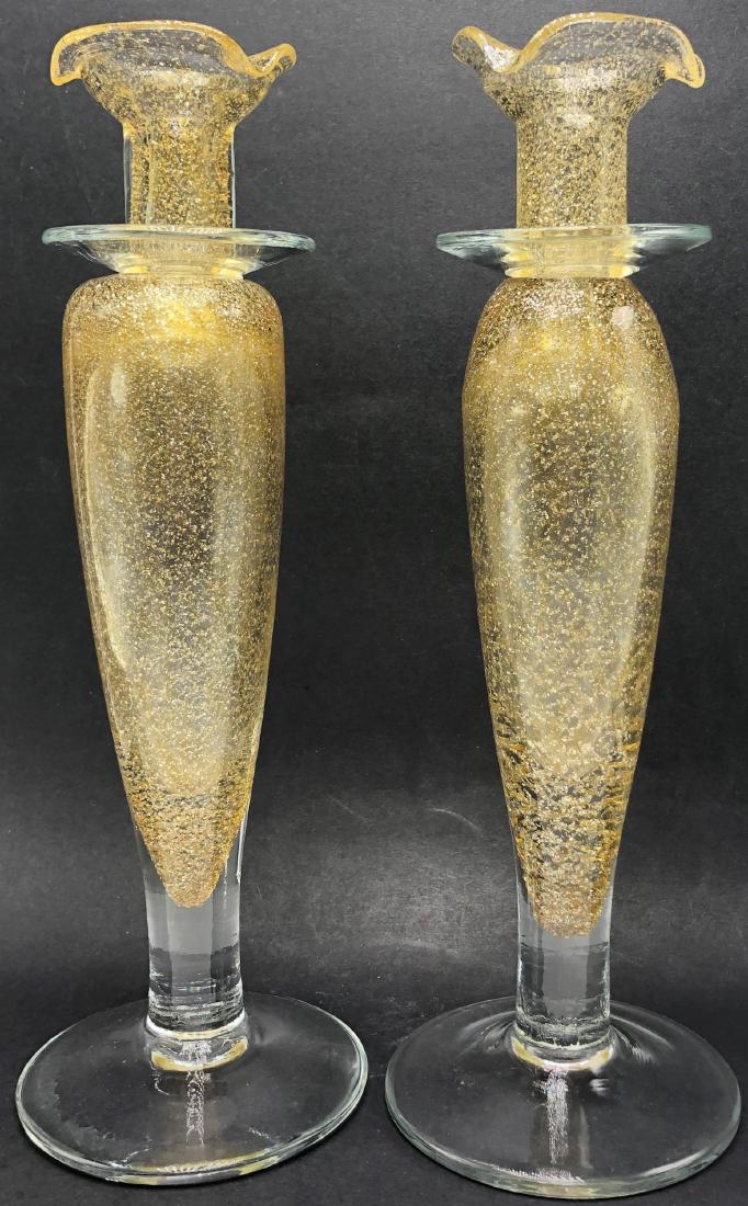 Pair Of Murano Art Glass Candle Holders (1 of 1)
