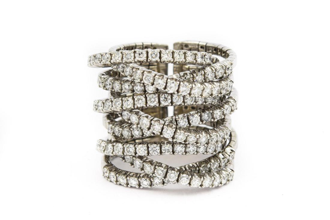 White Gold and Diamond Wrap Around Ring; 18k white gold; (1 of 1)