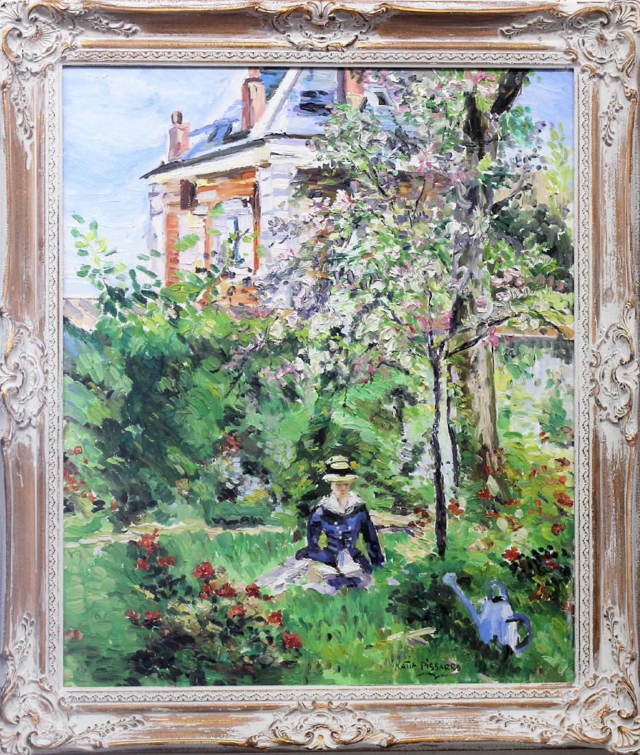 Katia Pissaro Oil on canvas La Lecture Dans Le Jardin (1 of 5)