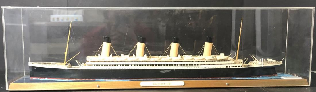 R.M.S. Olympic Cruise Ship Model With Plexiglass & Wood (1 of 3)