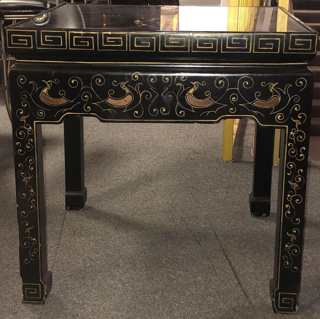 Antique Chinese Black Lacquered mother of pearl table (1 of 3)