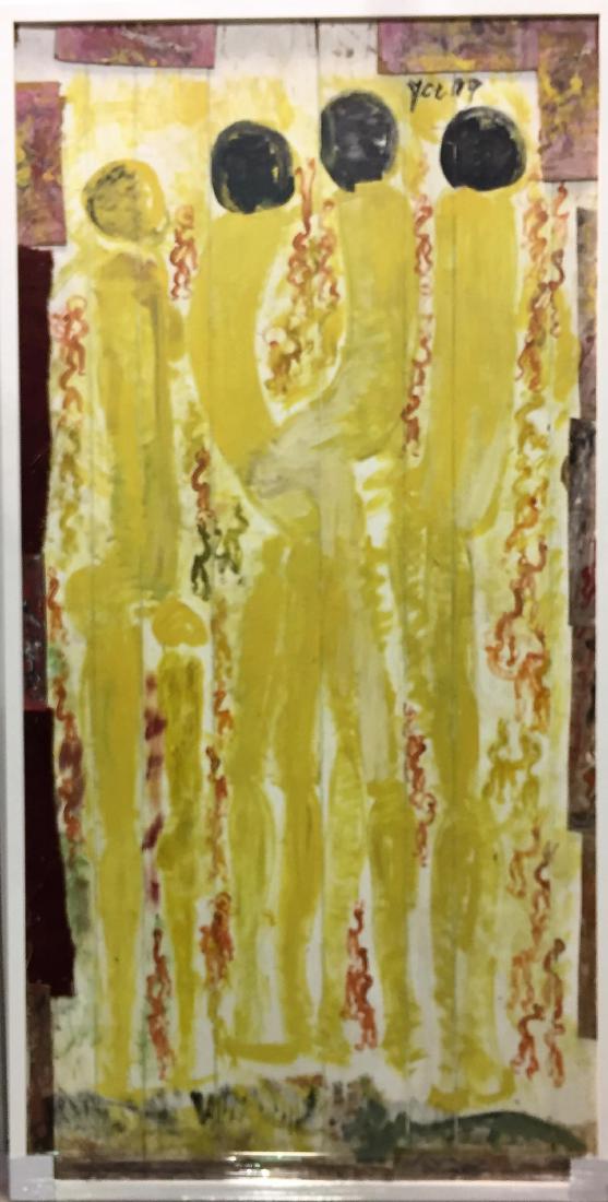 Purvis Young Abstract Oil Painting On Wood, Signed (1 of 9)