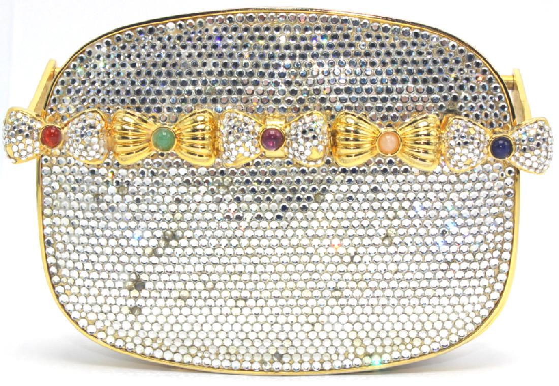 Judith Leiber Crystal Purse: Judith Leiber Crystal Purse. Measures - 4.5" h x 4.75" w. Missing stones, as is.