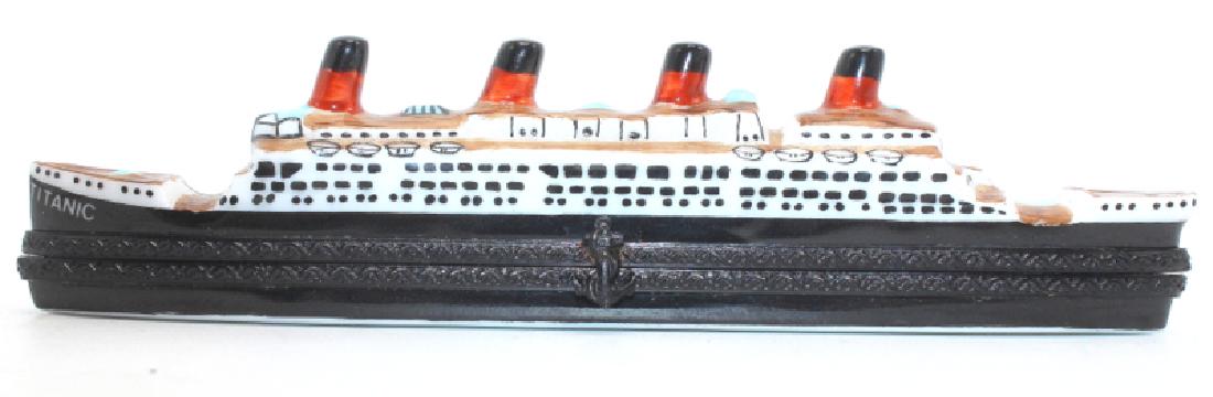 Royale De Limoge Titantic Cruise Ship Porcelain Trinket: Royale De Limoge Titantic Cruise Ship Porcelain Trinket Box. 1.25" h x 5" long.