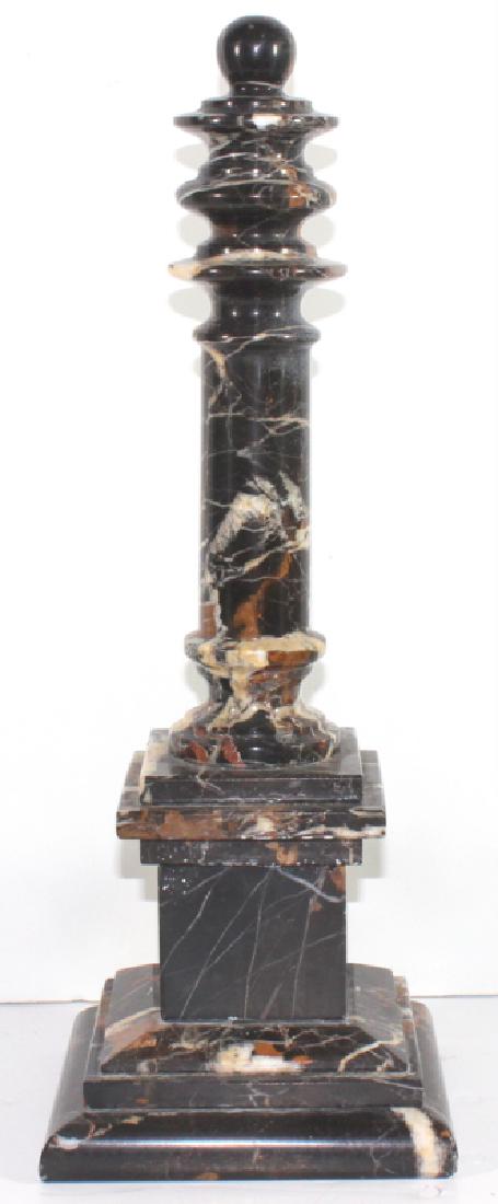 Antique French Marble Candlestick Obelisk: Antique French Marble Candlestick Obelisk. 15.5" h.