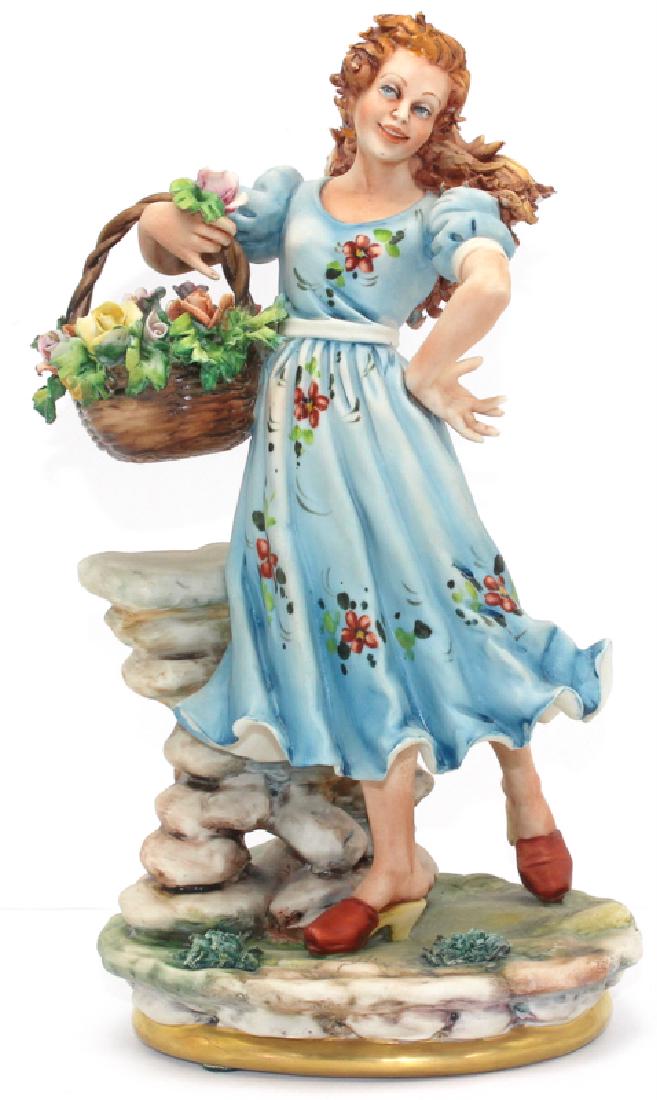 Capodimonte Porcelain Figure: Capodimonte Porcelain Figure. Measures - 9.25" h x 4.5" long x 3.5" w.