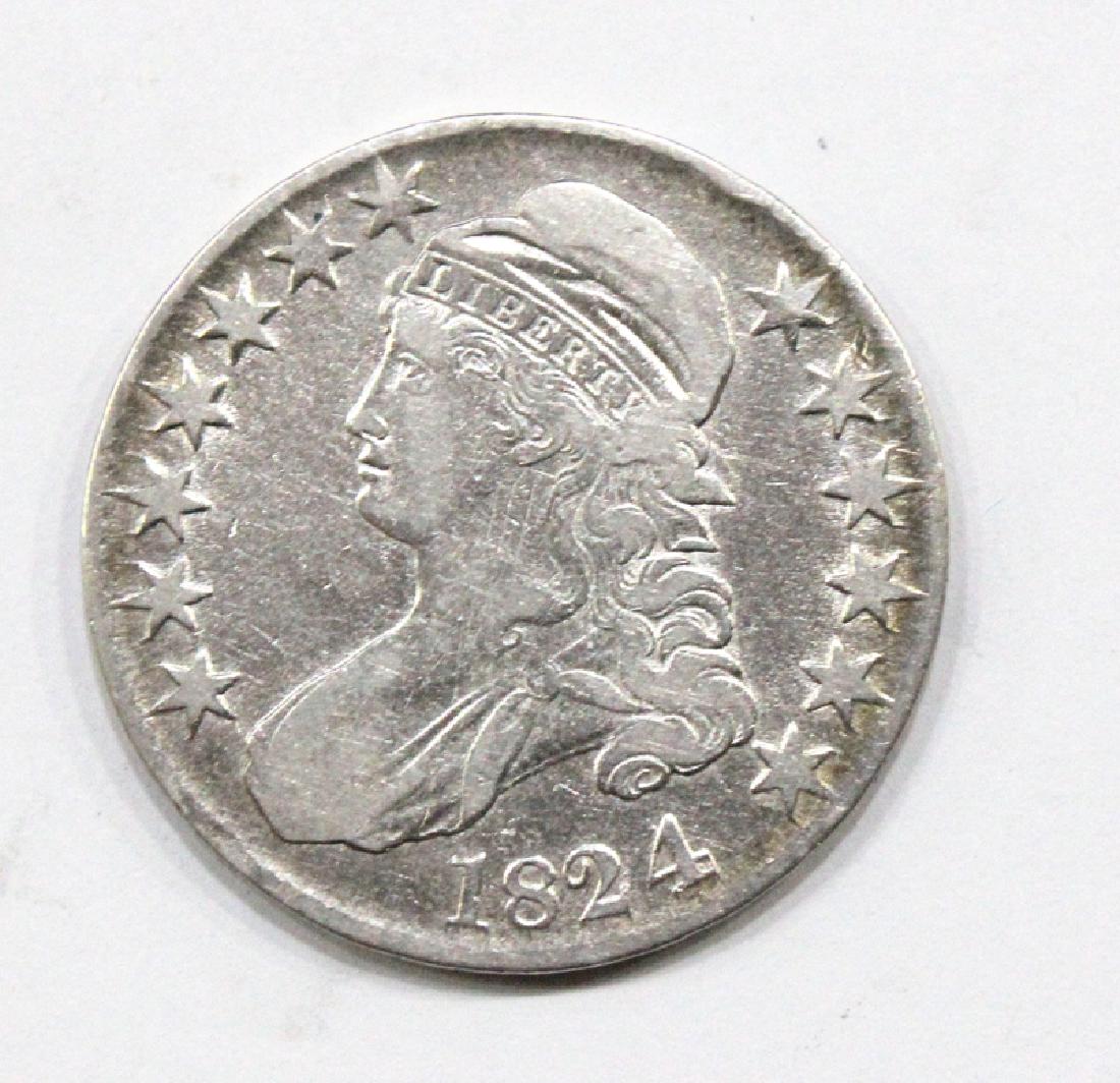 1824 Capped Bust Half Dollar Coin: 1824 Capped Bust Half Dollar Coin.
