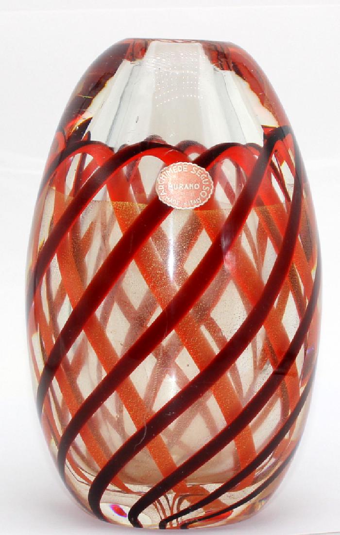 Archimede Seguso Murano Glass Vase: Archimede Seguso Murano Glass Vase. Measures - 8" h x 3" w.