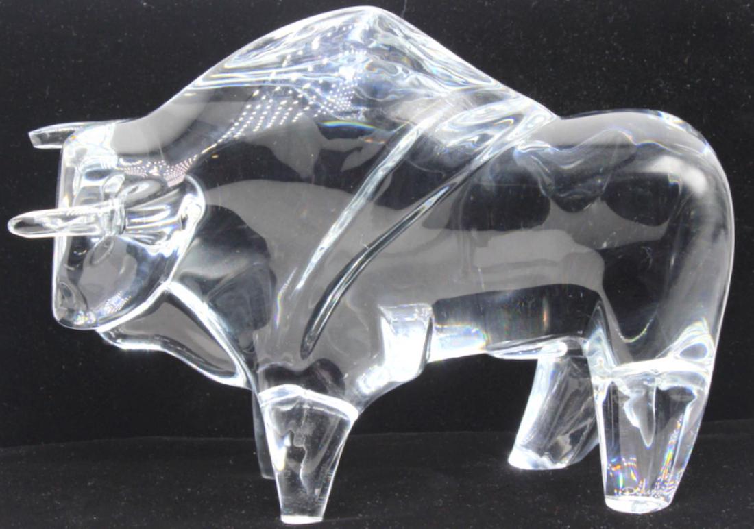 Daum France Crystal Bull figure: Daum crystal bull figure measures 7 1/2" L signed france sold as is