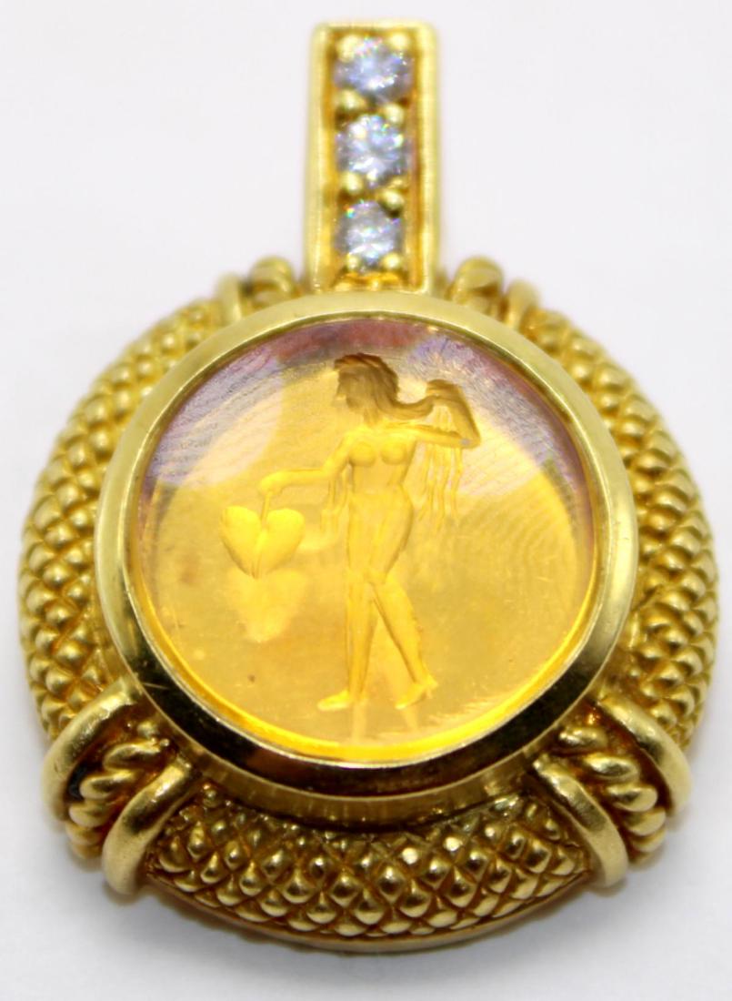 18kt Yellow Gold Judith Ripka Diamond Pendant: 18kt y.g. Judith Ripka diamond pendant 8.81 PWT