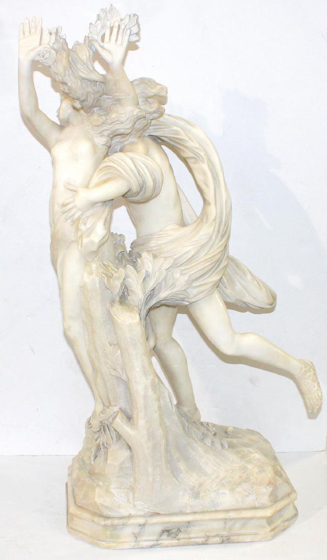 Italian Carved Alabaster Statue: Italian carved alabaster statue measures 17" H x arm has restoration sold as is