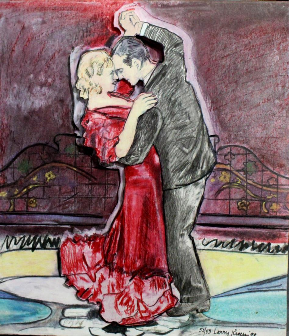 Signed Larry Rivers (1923-2002) Multiple Fred and: Larry Rivers lithograph on a relief of foamcone laid down on wood numbered, signed, and dated lower right with black felt pen 53/53 measures 29 1/2" x 34"