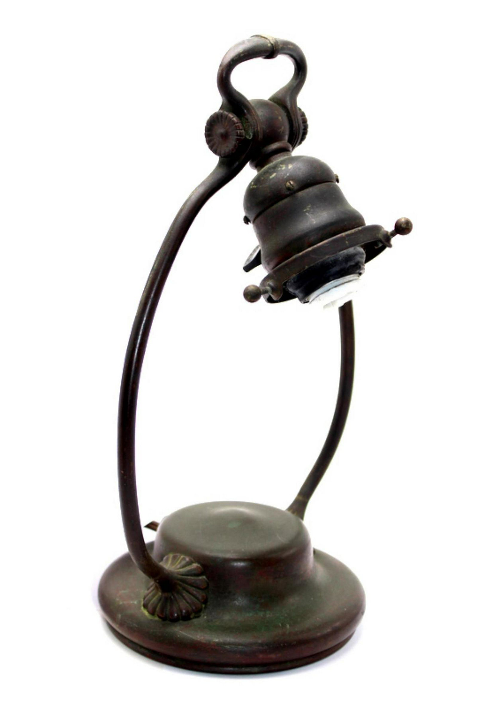 Tiffany Studio Bronze Harp Table Lamp Base: Tiffany studio bronze harp table lamp base marked 420 measures 11" x 7"