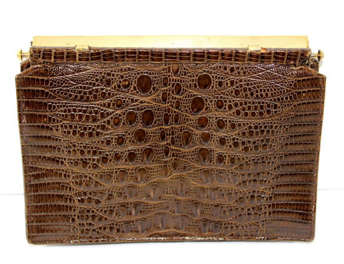 Vintage Koret Brown Alligator Leather Purse: Vintage koret brown alligator leather purse measures 6 3/4" High