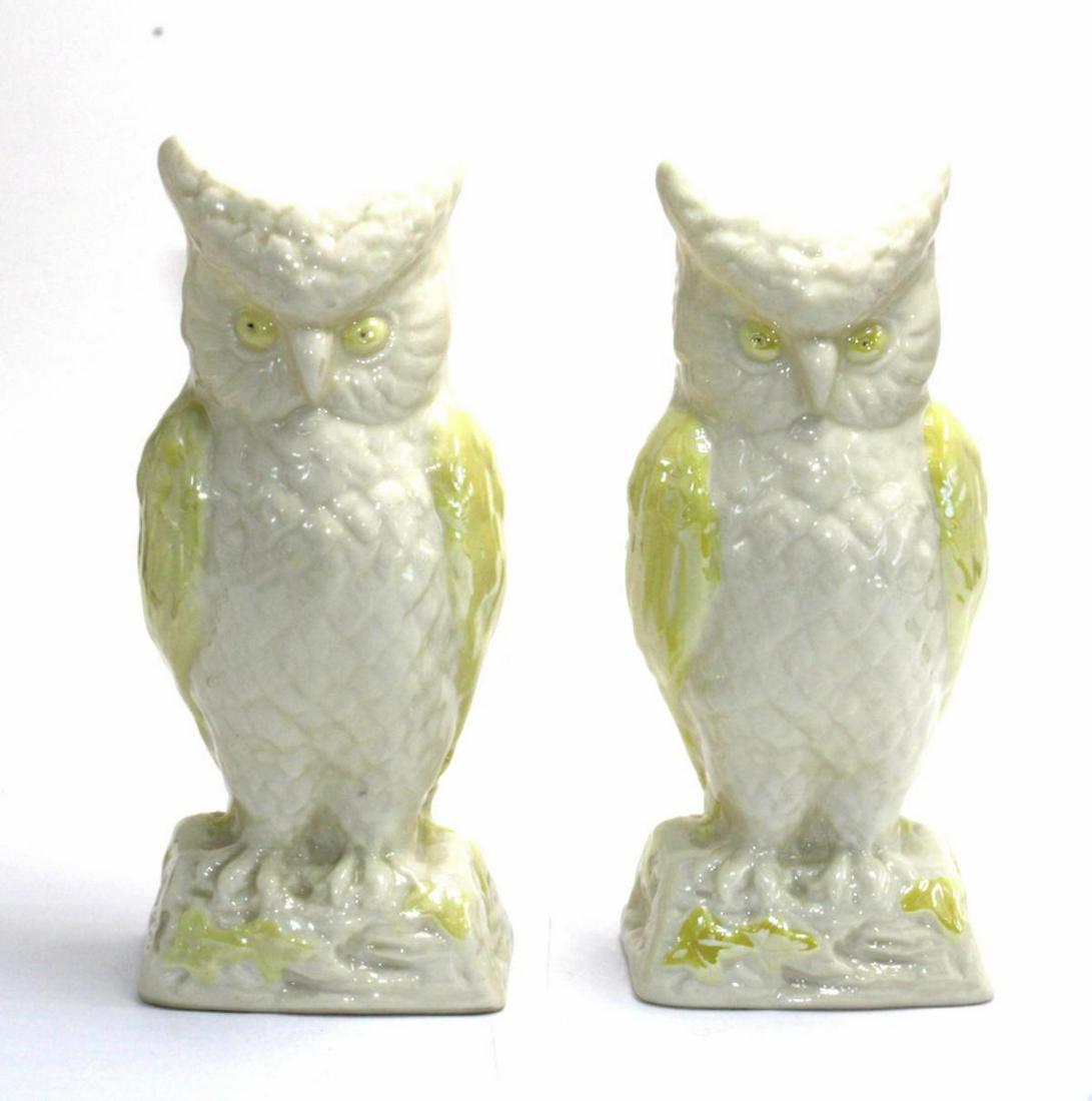 Belleek Parian China Owl Vase: Belleek parian china owl vase