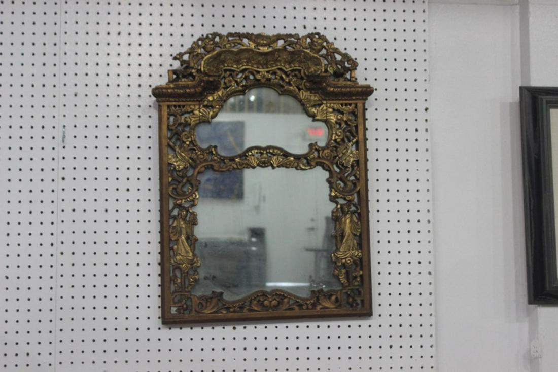 Antique Chinese Hand Carved Mirror: Antique chinese hand carved mirror measures 21" x 28"