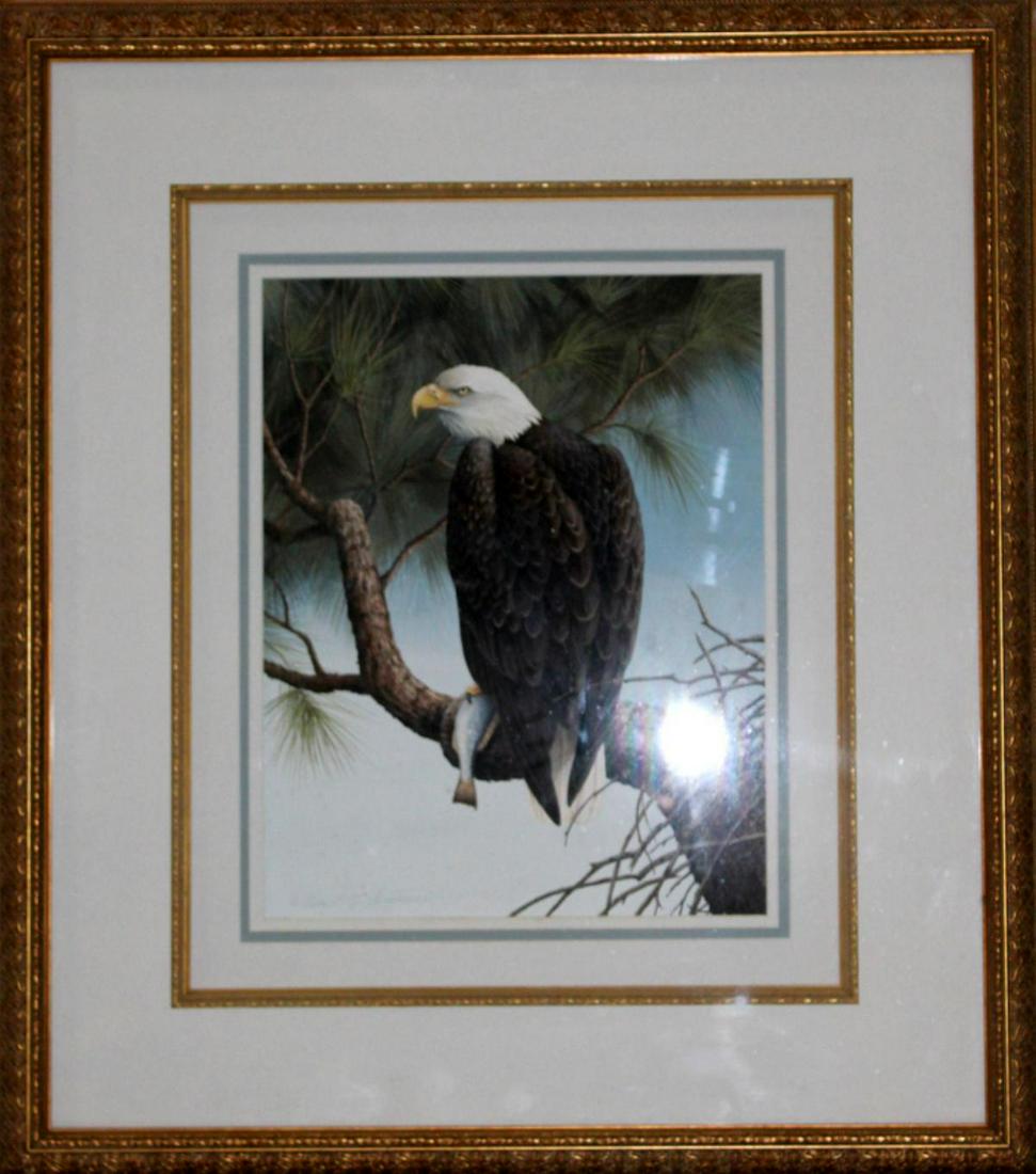 Signed Ernest C Simmons Print: Ernest C Simmons print the fisherman signed lower left measures 14" x 11" frame and matte is 5"