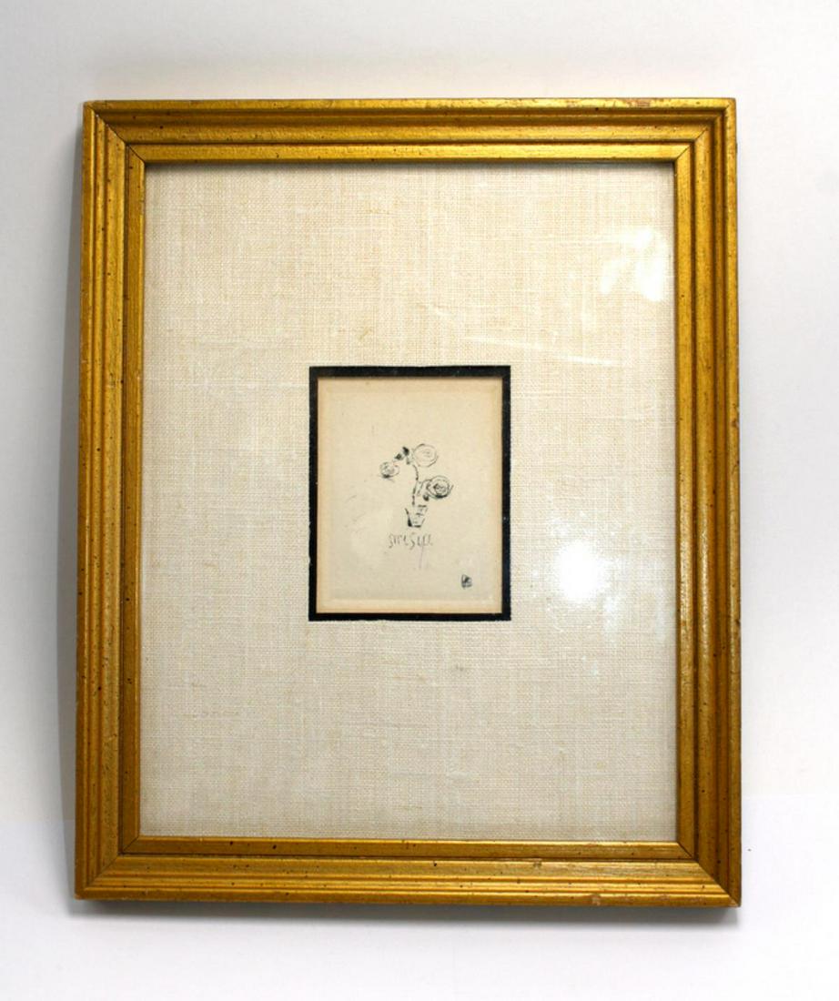 Signed Pierre Bonnard Framed Etching: Pierre Bonnard (French, 1867-1947) framed etching titled misya depict pot of flower signed measures 3 1/4" x 2 1/4" matte and frame is 4"