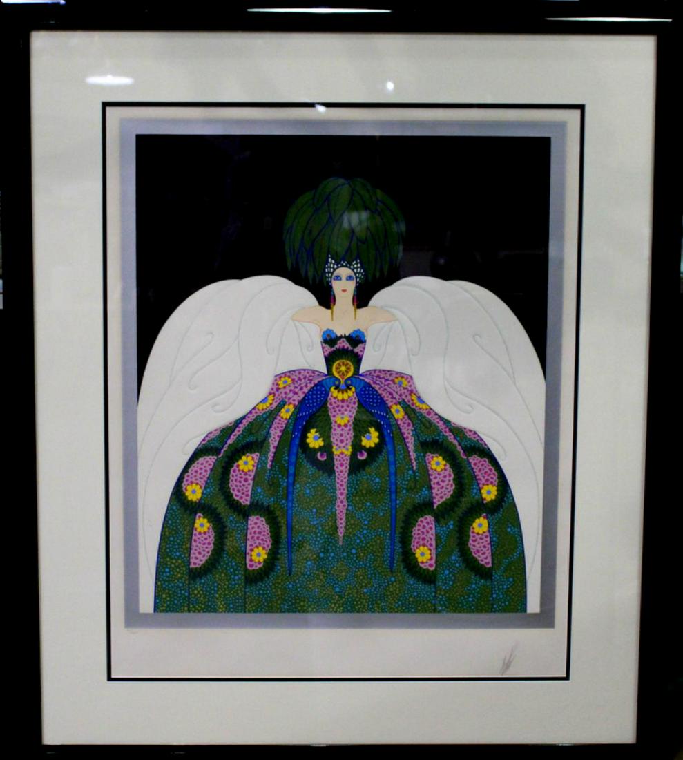 Signed Erte Romain de Tirtoff Serigraph: Erte Romain de Tirtoff (Russian-French, 1892-1990) serigraph copacabana pencil signed and numbered 70/300 measures 31 1/2" H x 25" W frame and matte is 5"