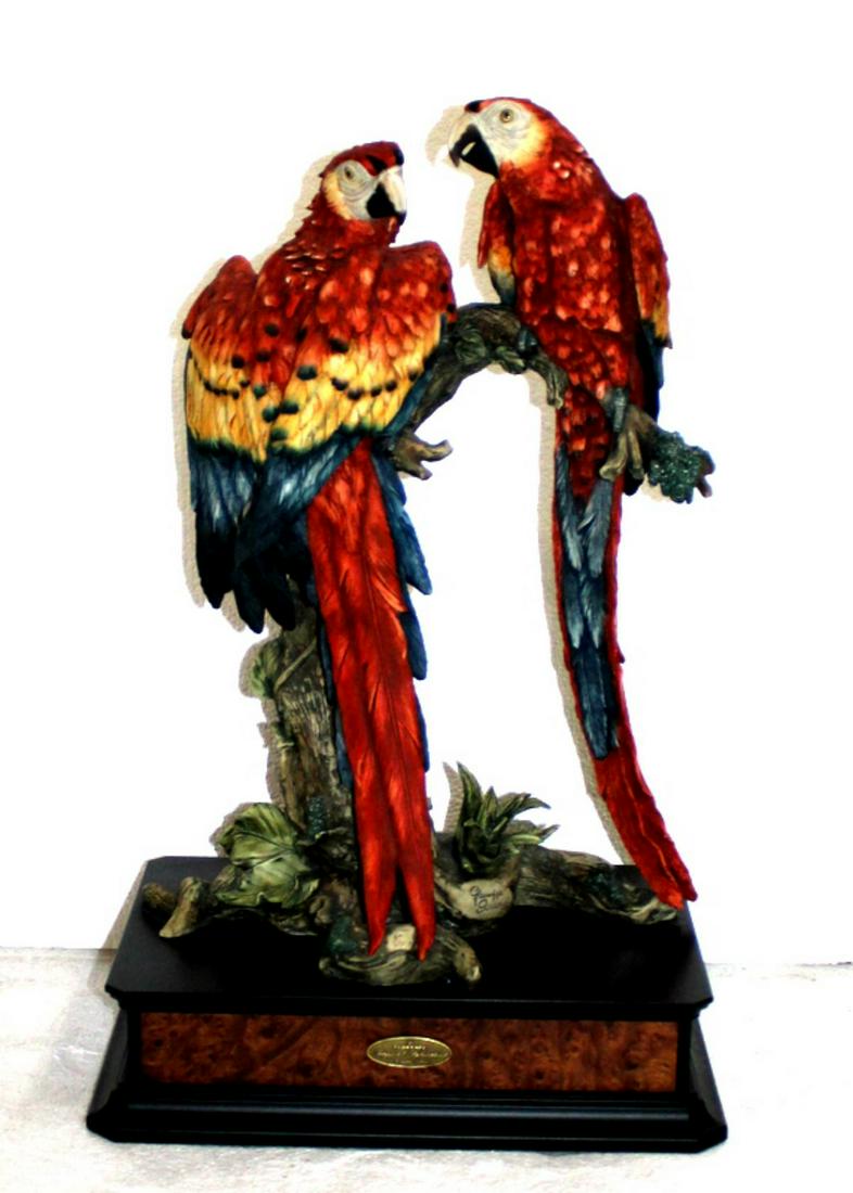 Florence Giuseppe Armani Parrots on Perch: Florence Giuseppe Armani tropical splendor parrots on perch mounted limited edition 635/1500 measures 25" H