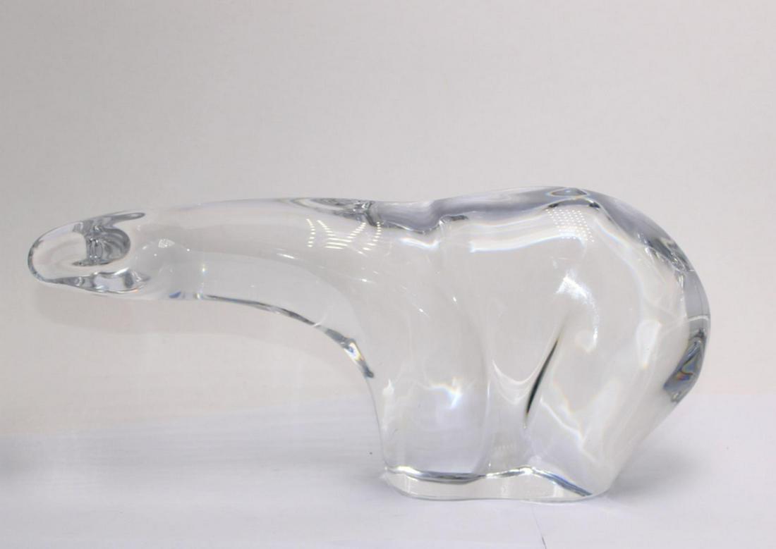 Daum France Clear Crystal Polar Bear Figure: Daum France clear crystal polar boear figure measures 4 1/2" x 10 1/2"