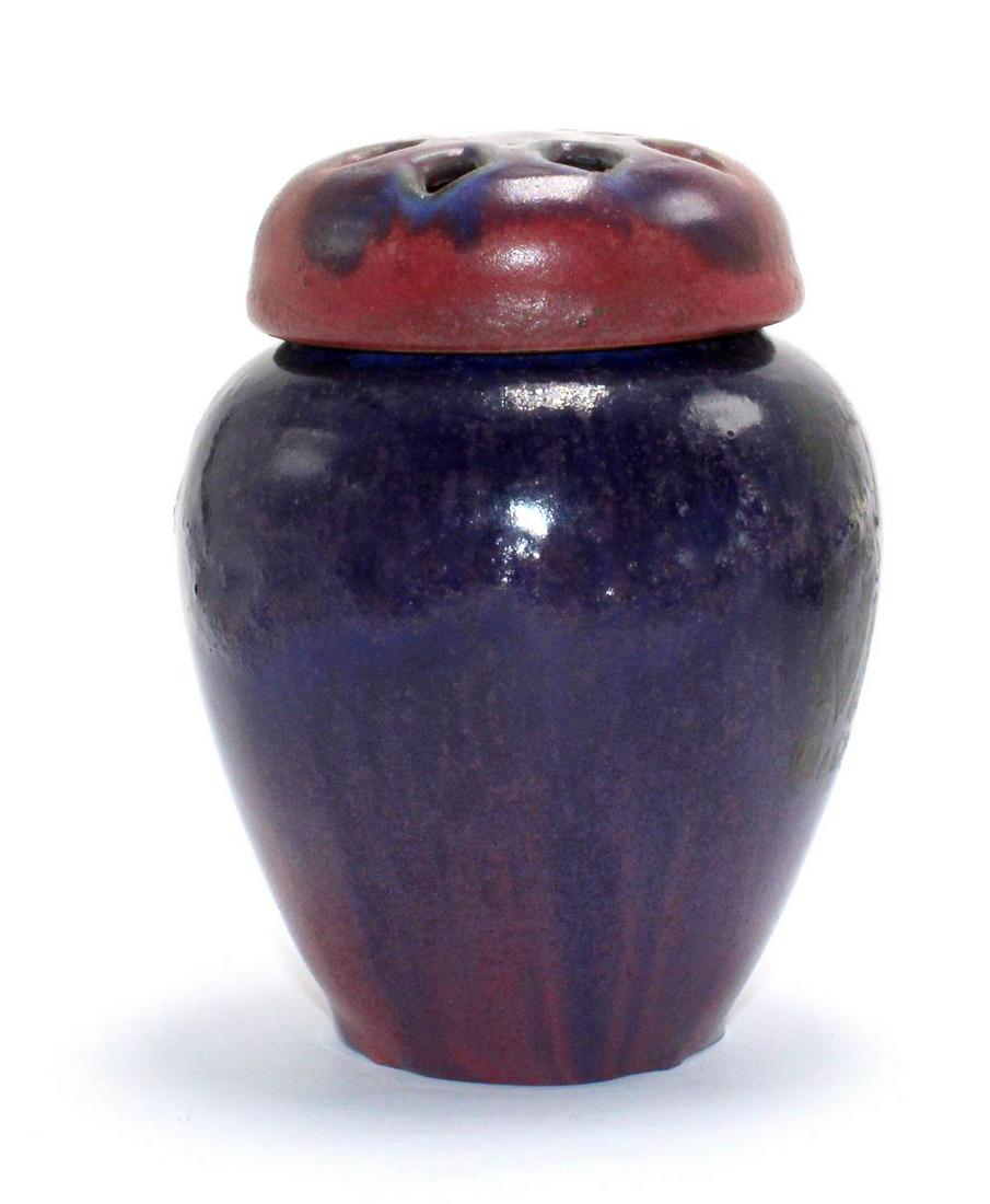 Fulper Pottery Flower Frog Vase: Fulper Pottery flower frog vase measures 4 1/2"