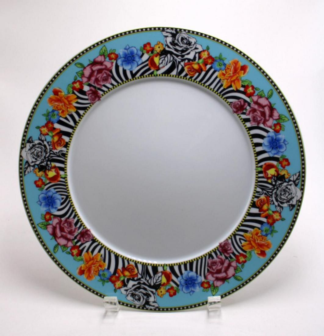 Six Rosenthal Versace Hot Flower Dinner Plates: Six Rosenthal Versace hot flower dinner plates measures 11 1/2" DIA