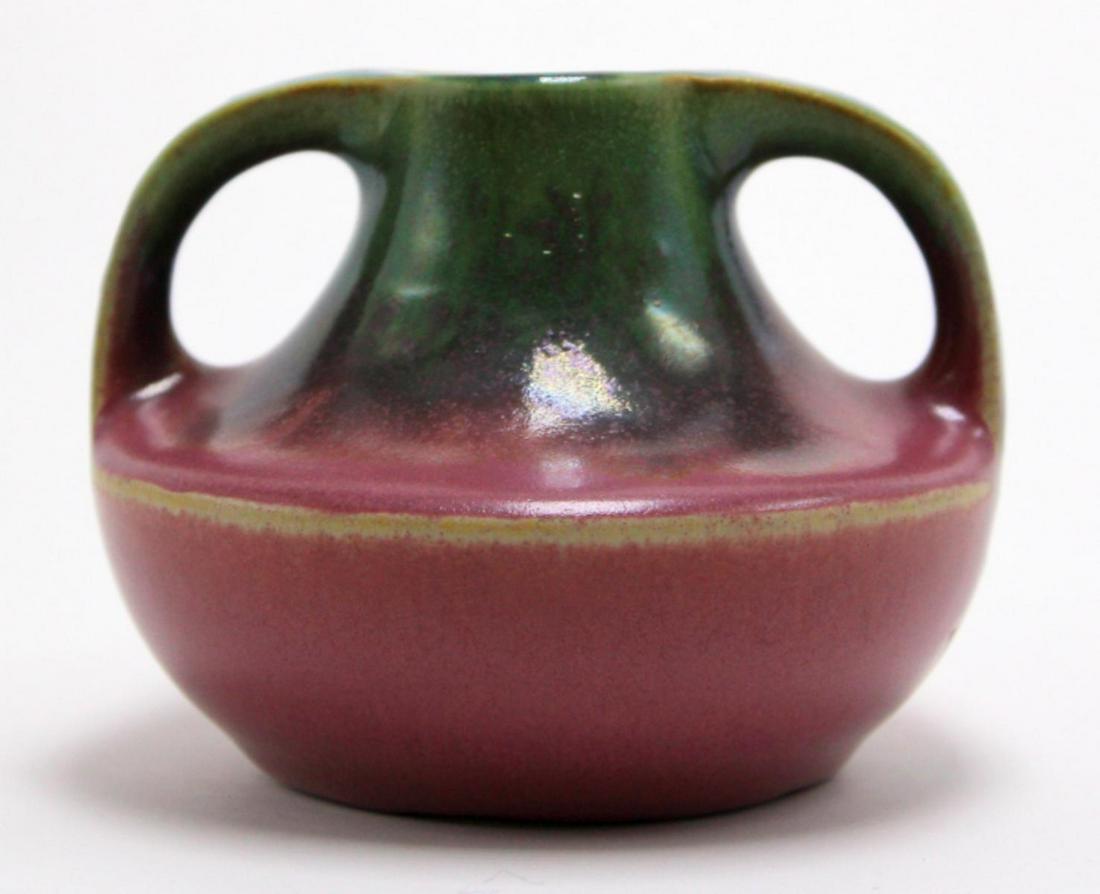 Small Fulper Art Pottery Two Handle Vase: Small Fulper art pottery two handle vase measures 3" High