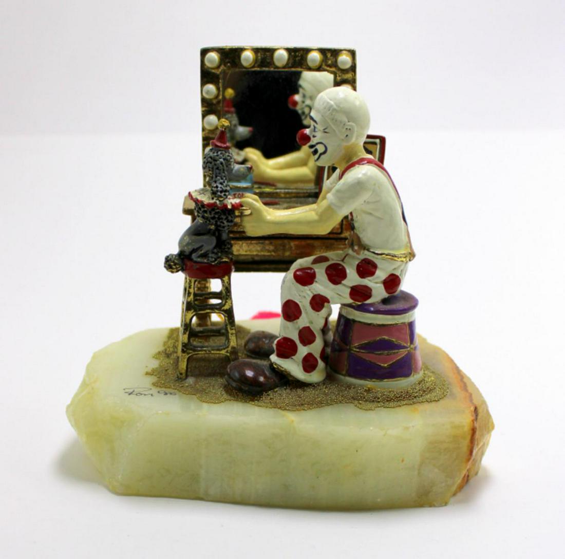 Signed Ron Lee Clown with Dog Figurines: Signed Ron Lee clown with dog figurines measures 6" High
