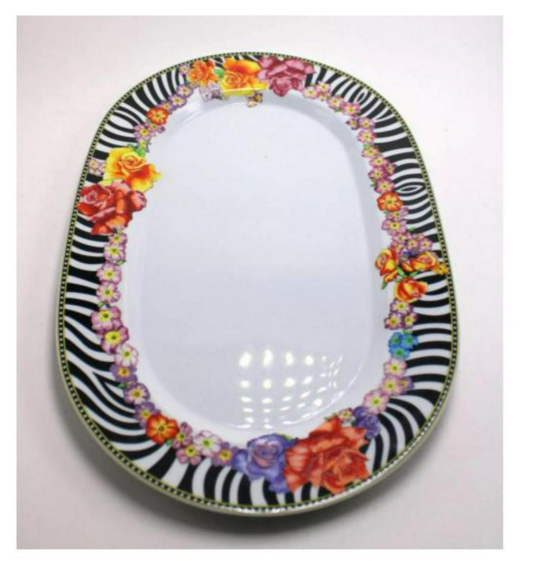 Rosenthal Versace Hot Flower Serving Plate: Rosenthal Versace hot flower oval serving plate measures 14" x 9 1/2"