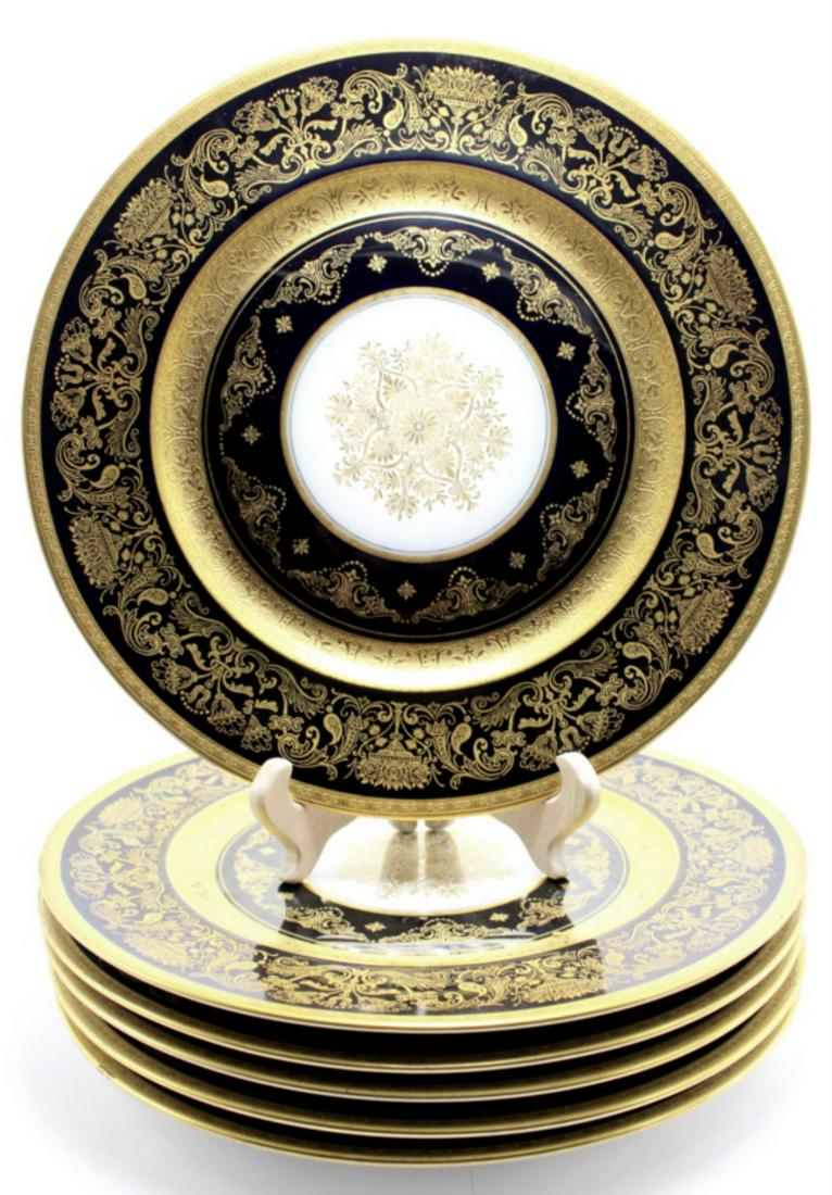 Heinrich and Co Selb Bavarian Gilt Service Plates: Heinrich and co selb Bavarian gilt enameled porcelain service plates measures 10 7/8" DIA