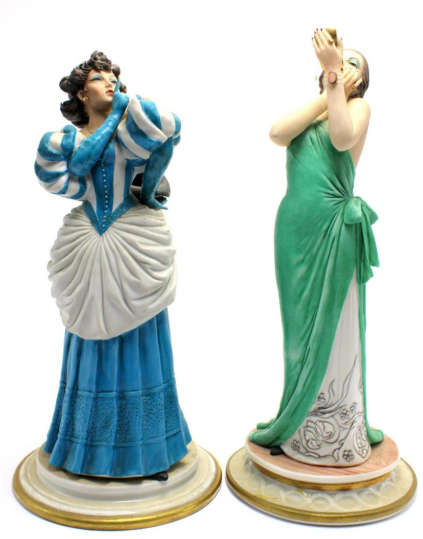 Two Pcs Capodimonte Sandro Maggioni Italy Figurines: Two pcs Capodimonte sandro maggioni Italy figurines mode liberty anno 1933 mode dell ottocento anno 1890 measures 8 1/2" High