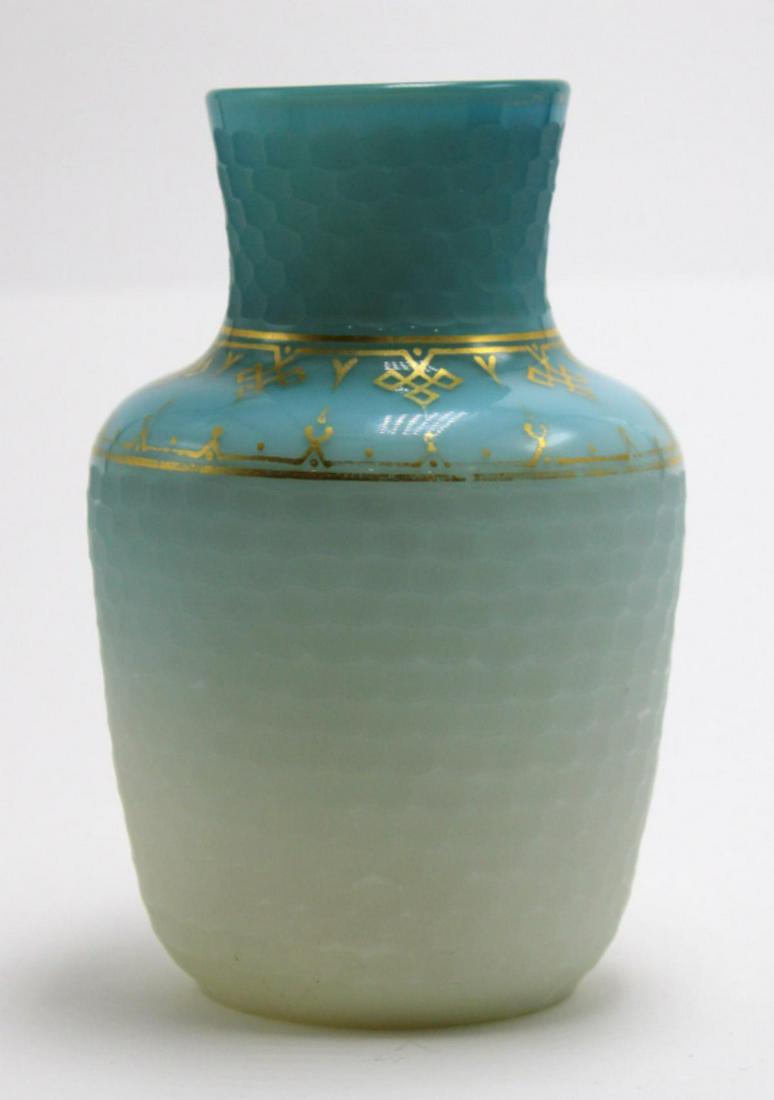 Thomas Webb English Art Glass Fish Scale Vase: Thomas Webb English art glass fish scale measures 5" High