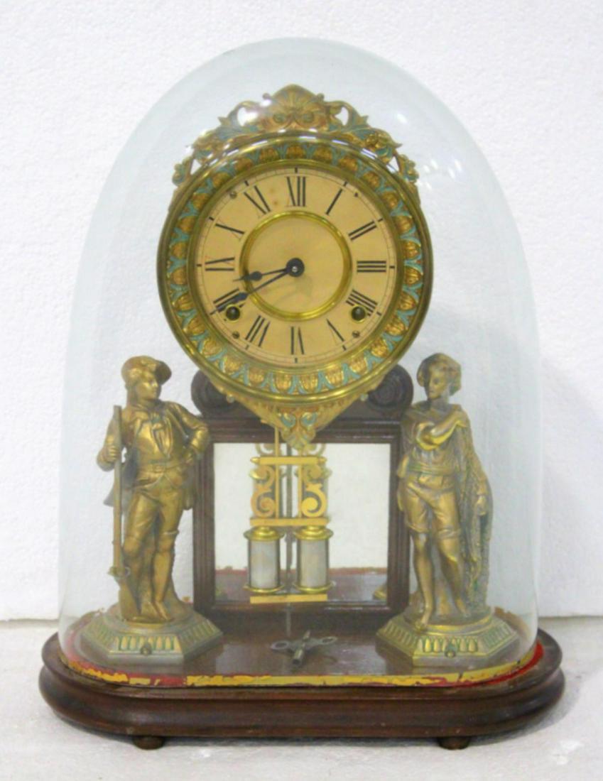 Ansonia Crystal Palace Figural Dome Clock: Ansonia crystal palace figural dome clock measures 18" x 14"
